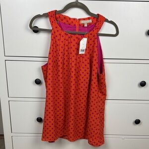NWT Banana Republic Pink and Orange Geometric Sleeveless Blouse - 14